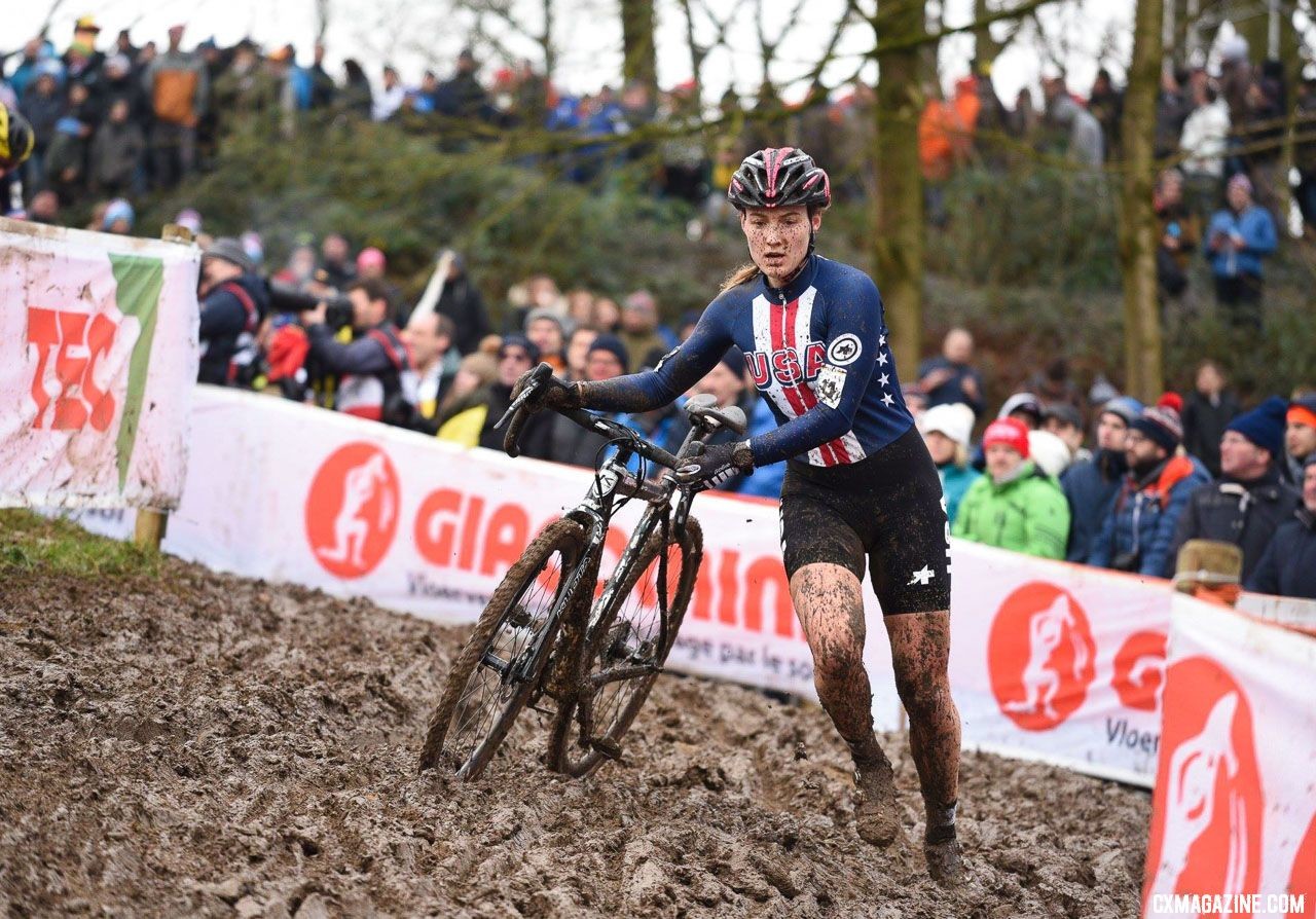 Elle Anderson had an impressive eighth-place finish. 2018 UCI Cyclocross World Championships, Valkenburg-Limburg, The Netherlands. © Bart Hazen / Cyclocross Magazine