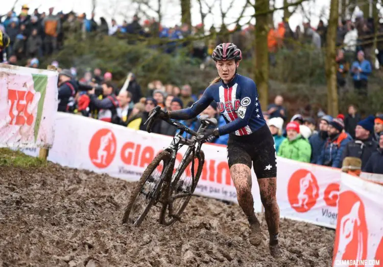 Elle Anderson has been named to the USA Cycling National Team after her eighth-place finish at Worlds. 2018 UCI Cyclocross World Championships, Valkenburg-Limburg, The Netherlands. © Bart Hazen / Cyclocross Magazine