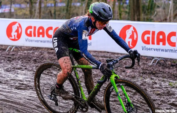 Kaitie Keough bounced back after a tough Nationals to finish a personal best-ever sixth. Elite Women, 2018 UCI Cyclocross World Championships, Valkenburg-Limburg, The Netherlands. © Gavin Gould / Cyclocross Magazine