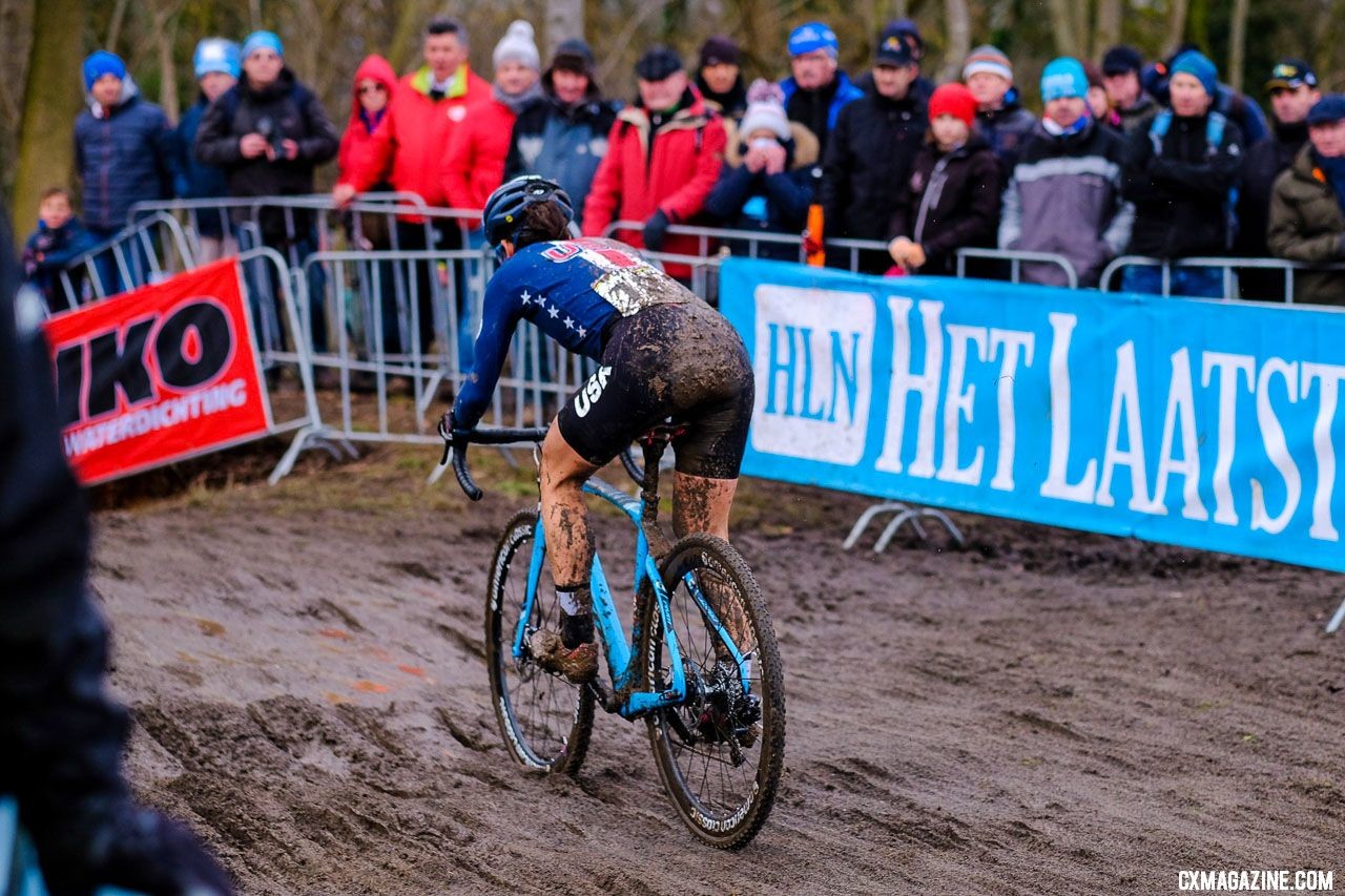 Courtenay McFadden returned from the 2018 World Championships and had surgery on her left hip. Elite Women, 2018 UCI Cyclocross World Championships, Valkenburg-Limburg, The Netherlands. © Gavin Gould / Cyclocross Magazine