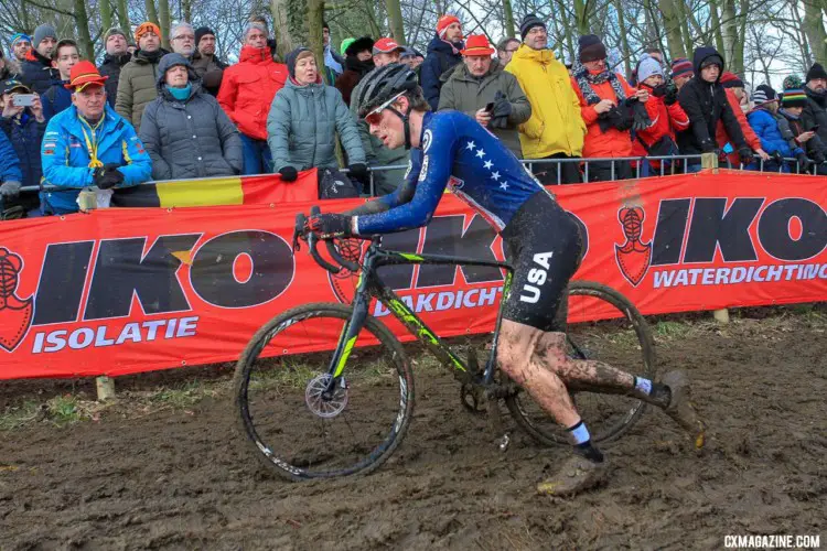 Grant Ellwood finished 29th for Team USA. U23 Men. 2018 UCI Cyclocross World Championships, Valkenburg-Limburg, The Netherlands. © Bart Hazen / Cyclocross Magazine