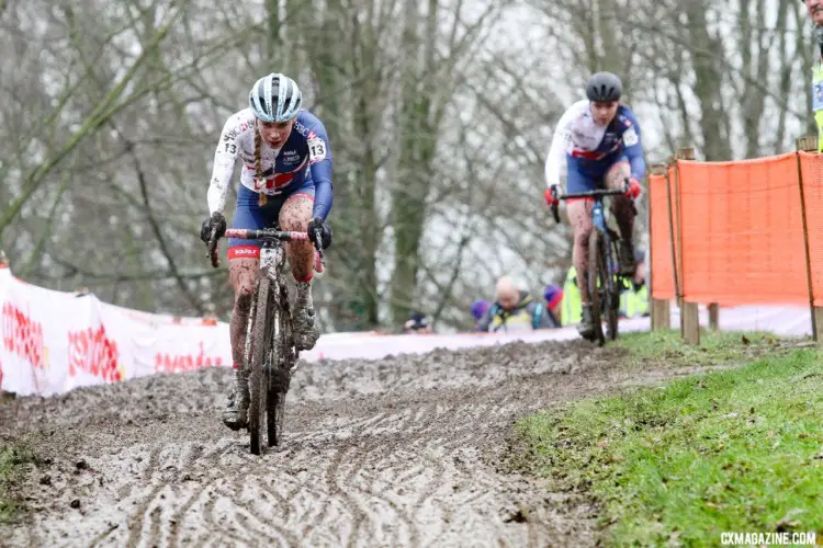 The favorite and the understudy looked destined for a British 1-2 early on. Evie Richards and Harriet Harnden. U23 Women. 2018 UCI Cyclocross World Championships, Valkenburg-Limburg, The Netherlands. © Bart Hazen / Cyclocross Magazine