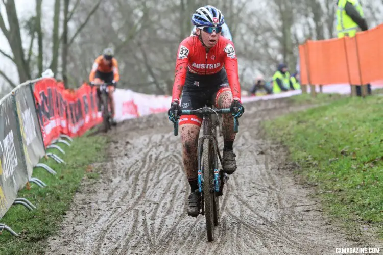 Nadja Heigl had a tight battle with Del Carmen Alvarado for second. U23 Women. 2018 UCI Cyclocross World Championships, Valkenburg-Limburg, The Netherlands. © Bart Hazen / Cyclocross Magazine