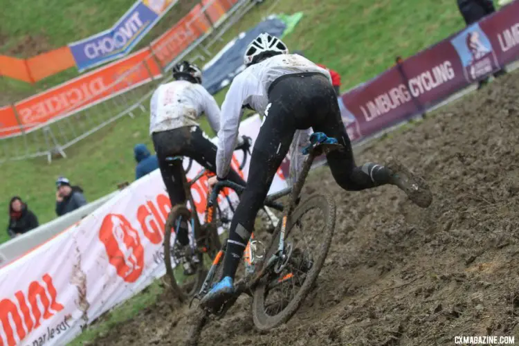 Right now, the course in Valkenburg is looking pretty muddy. 2018 Valkenburg Cyclocross World Championships - Thursday Practice. © B. Hazen / Cyclocross Magazine