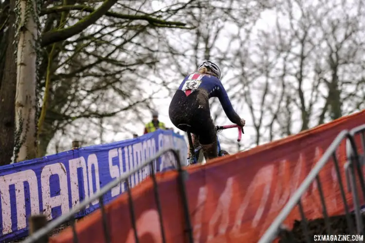 Laurel Rathbun heads up a climb in the U23 Women's race. 2018 Cyclocross World Championships, Valkenburg-Limburg. © Gavin Gould / Cyclocross Magazine