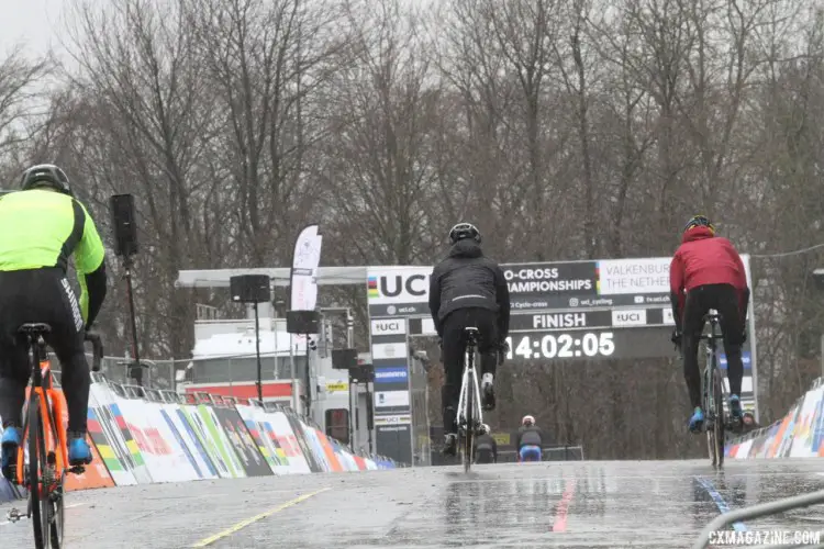 It was rainy on Friday, making the mud even worse. 2018 Valkenburg World Championships, Friday Course Inspection. © B. Hazen / Cyclocross Magazine