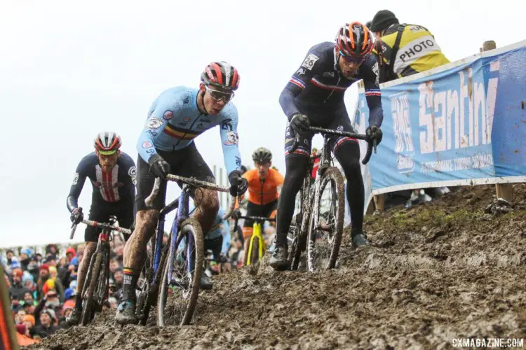 Laurens Sweeck got off to a good start on Sunday at the 2018 Worlds. 2018 UCI Cyclocross World Championships, Valkenburg-Limburg, The Netherlands. © Bart Hazen / Cyclocross Magazine