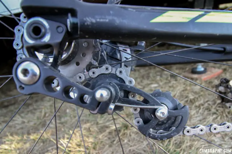 Problem Solvers is a brand that, not surprisingly, offers solutions to bike problems. This chain tensioner that alows a bike with a derailleur to be set up as a singlespeed is one such example. Jake Wells' 2018 Nationals-Winning Singlespeed Scott Addict CX. © D. Mable / Cyclocross Magazine