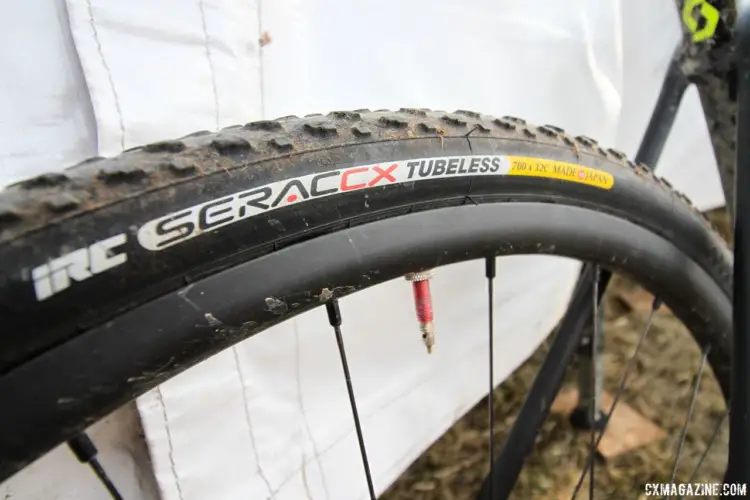IRC tubeless tires are UCI legal on Valor rims. They were the NoTubes team tires until this season. Jake Wells' 2018 Nationals-Winning Singlespeed Scott Addict CX. © D. Mable / Cyclocross Magazine