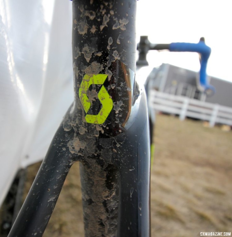 By Saturday the course had dried substantially, but there was still enough mud to dirty Wells bike a little. Jake Wells' 2018 Nationals-Winning Singlespeed Scott Addict CX. © D. Mable / Cyclocross Magazine