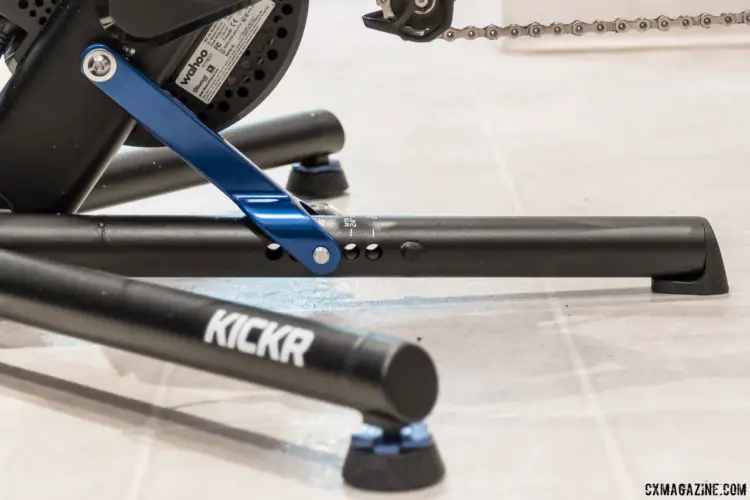 Three legs stabilize the Kickr and an adjustable arm provides room for several wheel sizes. Wahoo Kickr Direct-Drive Smart Trainer. © C. Lee / Cyclocross Magazine