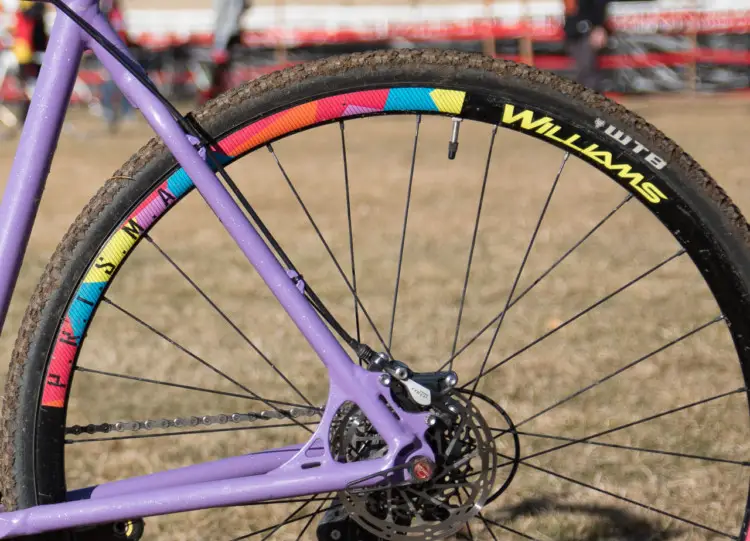 Ventana built Crockell's El Martillo frame with an IS disc mount. She used an adapter to run post mount SRAM Force brakes. Hope Crockell's Junior 13-14 Ventana El Martillo CX, 2018 Cyclocross National Championships. © C. Lee / Cyclocross Magazine