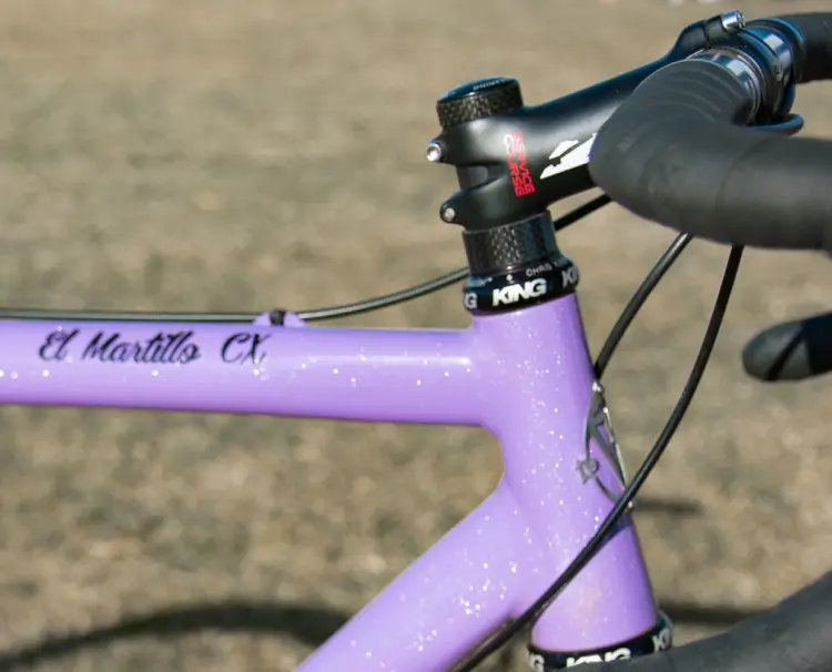 Despite having spacers above the stem, Crockell had her stem in the upright position and clamped it in the middle of the spacer stack. Hope Crockell's Junior 13-14 Ventana El Martillo CX, 2018 Cyclocross National Championships. © C. Lee / Cyclocross Magazine