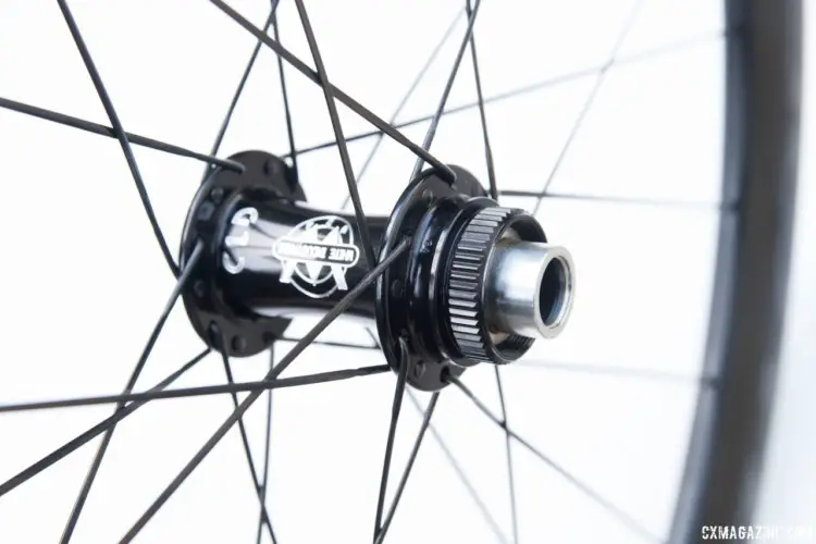 Our test wheel had a White Industries CLD (CenterLock Disc) hub with a 15mm thru-axle in the front. Boyd offers different axle options for both front and rear wheels. Boyd Jocassee 650b Carbon Tubeless Gravel Wheelset. © C. Lee / Cyclocross Magazine