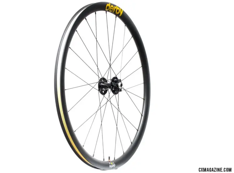 Derby Rims produces a variety of rims for road, cyclocross, and mountain bike use. It offers complete wheels starting at $1735. Derby CX 23i carbon tubeless wheels. © Cyclocross Magazine