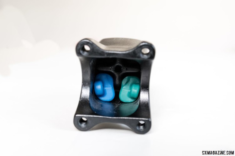 You install two elastomers at a time to adjust the absoprtion. They have varying levels of resistance. Redshift Sports ShockStop Suspension Stem. © Cyclocross Magazine