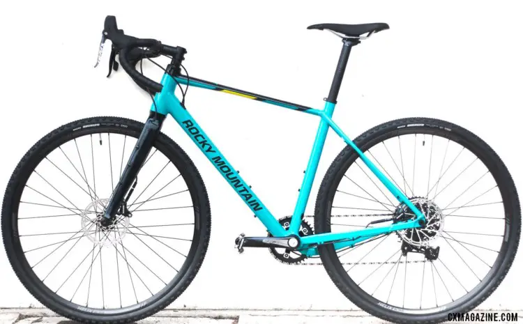 The $1,900 Rocky Mountain Solo 50 comes with a SRAM Apex 1 groupset and plenty of clearance for wide 700c and 650b tires. Rocky Mountain Solo gravel / adventure bike. © Cyclocross Magazine