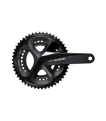 The new 105 crankset has a narrower profile, but does not come in a cyclocross-friendly 46/36t option. 2018-2019 Shimano 105 R7000 Groupset. photo: Shimano