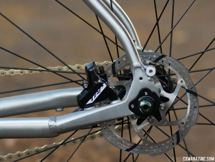 The 2018 Van Dessel Country Road Bob singlespeed cyclocross / gravel bike gets modern with flat mount brakes, thru axles, and rack and fender mounts. © Cyclocross Magazine