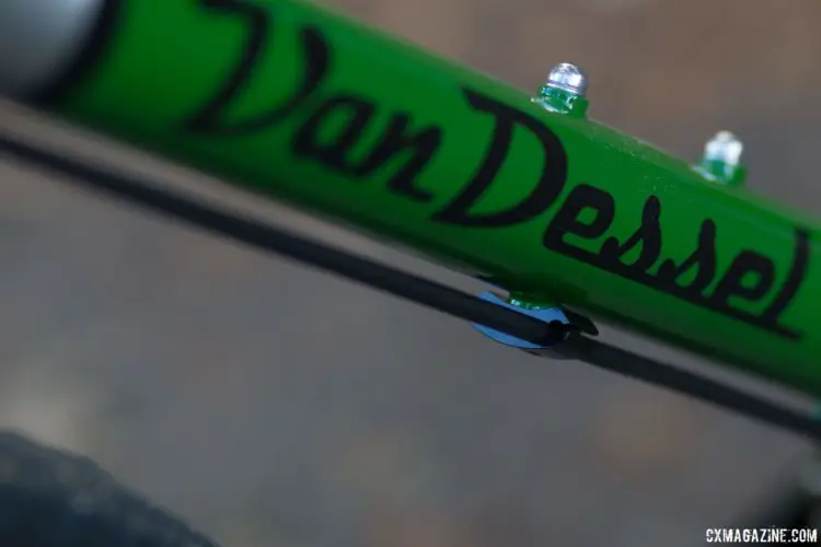 Rear brake line is externally routed, but should you go fixie, you can remove the guides. 2018 Van Dessel Country Road Bob singlespeed cyclocross / gravel bike. © Cyclocross Magazine