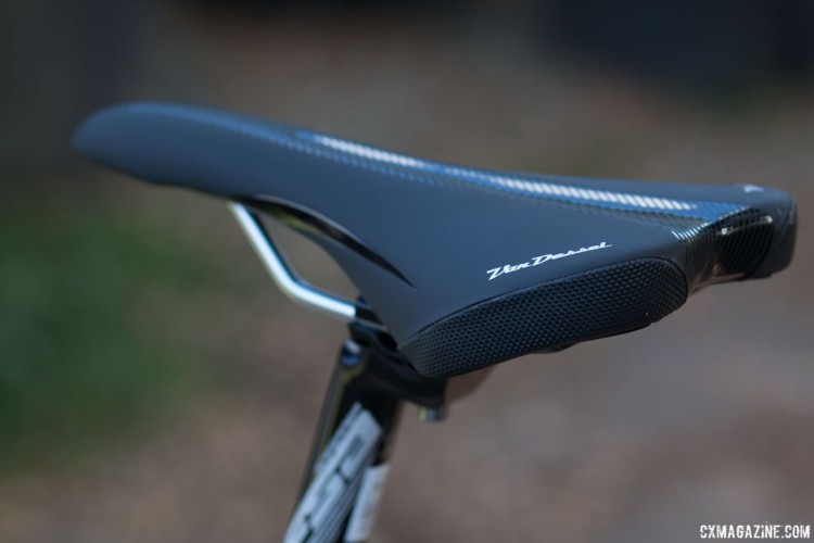 Van Dessel supplies its own saddle, and at least for our posteriors, it's a comfy one. 2018 Van Dessel Country Road Bob singlespeed cyclocross / gravel bike. © Cyclocross Magazine