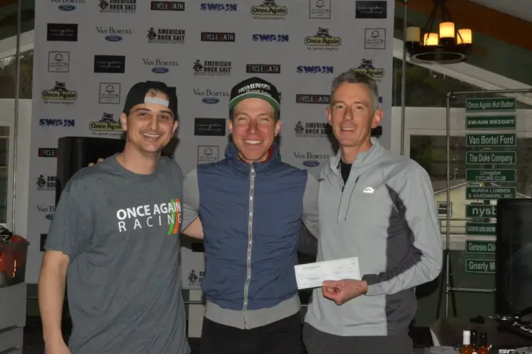 Jeremy Powers with 2018 Ossian Gravel Grinder organizer Tony Sylor (left) and camp coach Craig Mattern (right). photo: courtesy