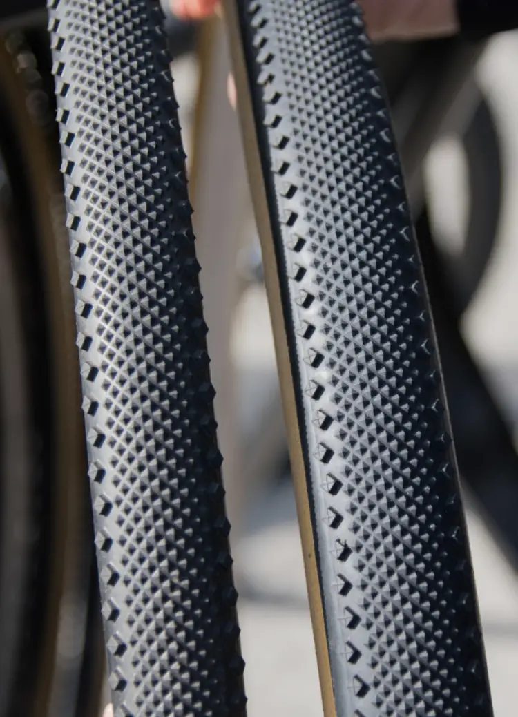 Challenge is pumping its Dune cyclocross tread up to 40mm and offering it as a tubular gravel tire. New Challenge Tubeless-Ready and Tubular Gravel Tires. 2018 Sea Otter Classic. © Cyclocross Magazine