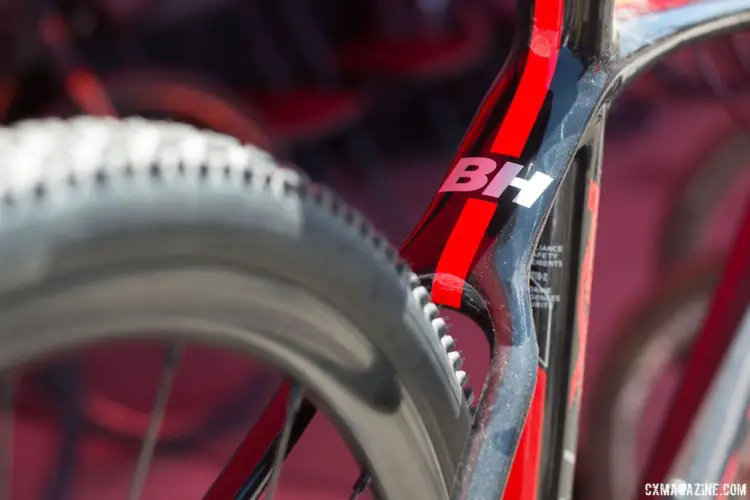 The re-designed rear triangle has room for wider tires. BH Bikes Carbon RX Team Cyclocross Bike. 2018 Sea Otter Classic. © Cyclocross Magazine