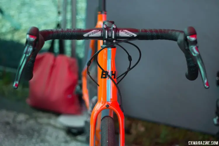 The Gravel X is ready for adventure with a flared FSA compact handlebar. BH Bikes Alloy Gravel X Bike. 2018 Sea Otter Classic. © Cyclocross Magazine