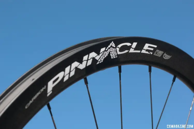 The carbon Pinnacle tubeless rims are 23.4mm wide and 36mm deep. Boyd Cycling Pinnacle Tubeless Gavel and Tubular Cyclocross Wheelsets. 2018 Sea Otter Classic. © Cyclocross Magazine