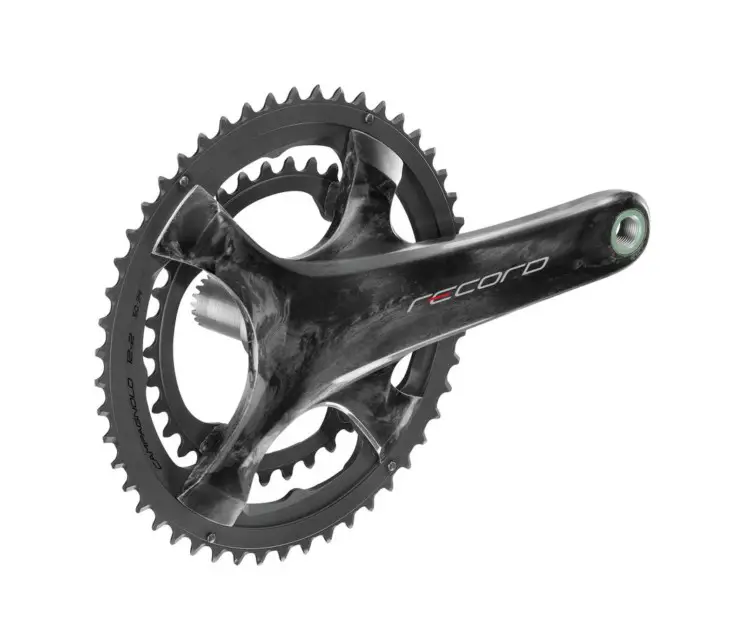 The Record crankset maintains a 145.5mm Q factor with 130, 135 and 142mm rear axle widths. Campagnolo 12-speed Record groupset. photo: Campagnolo