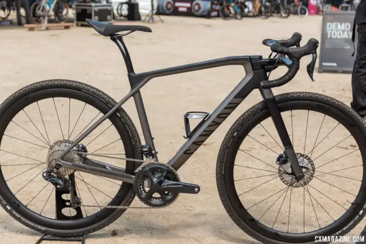 The $4,900 Grail CF SLX Di2 bike with its unique handlebar comes with an Ultegra Di2 build. Canyon Grail CF Gravel Bike. 2018 Sea Otter Classic. © C. Lee / Cyclocross Magazine