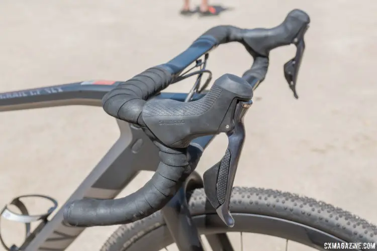 The SLX model has Ultegra 8070 Di2 hydraulic levers. Canyon Grail CF Gravel Bike. 2018 Sea Otter Classic. © C. Lee / Cyclocross Magazine
