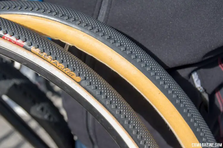 Challenge's new 40mm tubular gravel tire has the Dune tread but a new name. New Challenge Tubeless-Ready and Tubular Gravel Tires. 2018 Sea Otter Classic. © Cyclocross Magazine