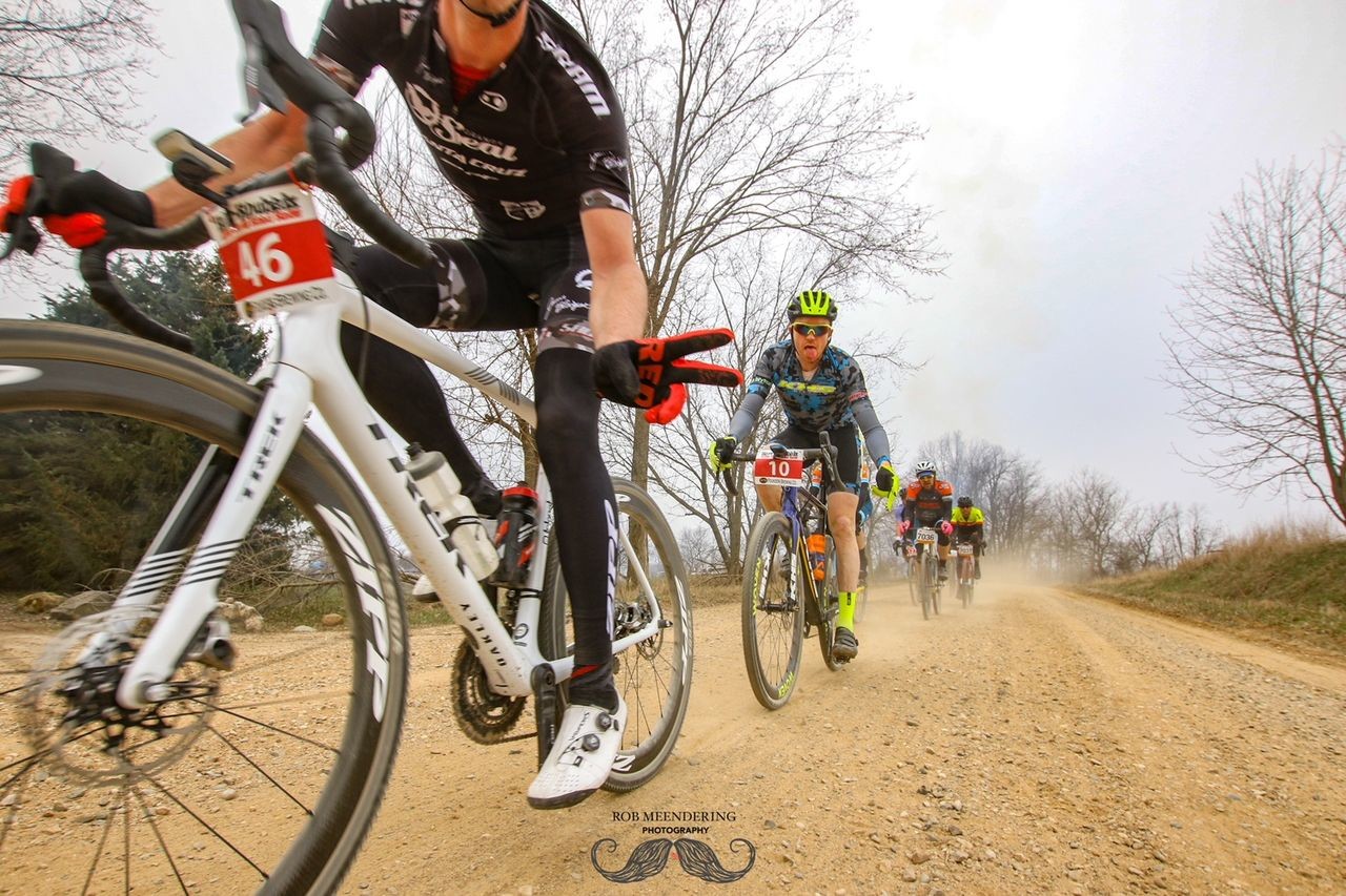 Riders still had time for some fun at the 2018 Barry-Roubaix. 2018 Barry-Roubaix Gravel Race © Rob Meendering Photo