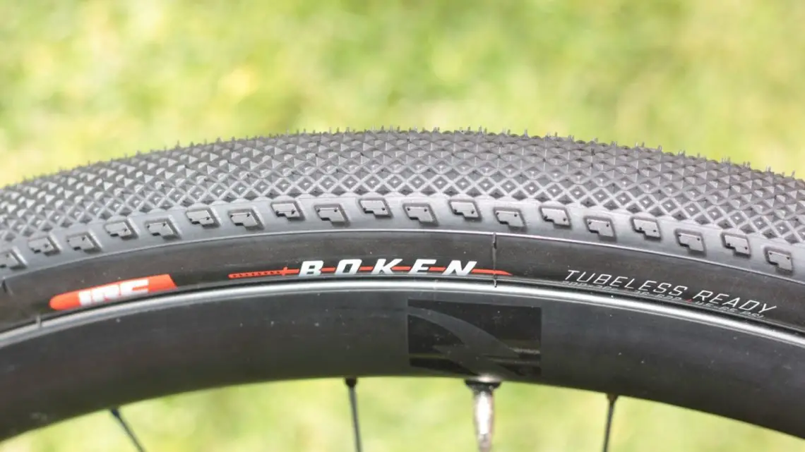 The tread of the Serac Sand inspired the new Boken gravel tire. IRC Boken Gravel Tire. 2018 Sea Otter Classic. © Cyclocross Magazine