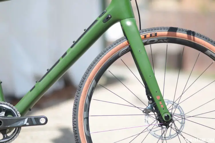 The Libre DL invites riders to pack the bike up with multiple bosses on the fork and mounts for a rack in the rear. Kona Libre DL Gravel / Adventure Bike. 2018 Sea Otter Classic. © Cyclocross Magazine