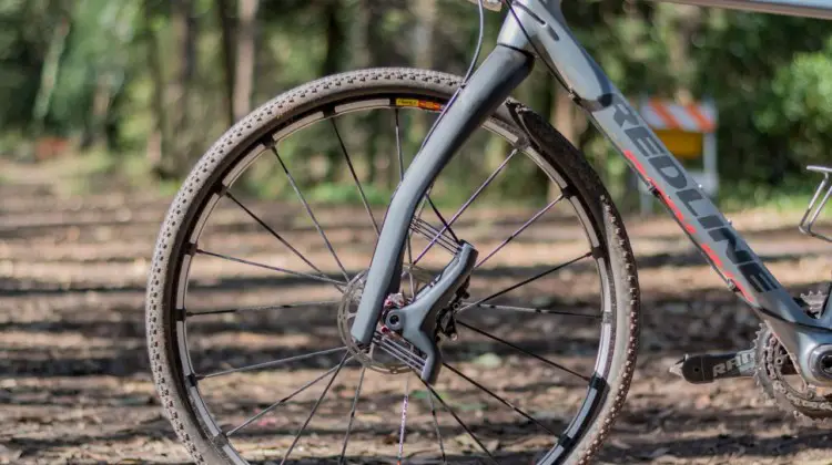 The carbon $690 Lauf Grit suspension fork provides 30mm of travel. Lauf Grit suspension fork. © C. Lee / Cyclocross Magazine