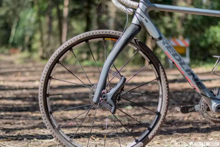 The carbon $690 Lauf Grit suspension fork provides 30mm of travel. Lauf Grit suspension fork. © C. Lee / Cyclocross Magazine