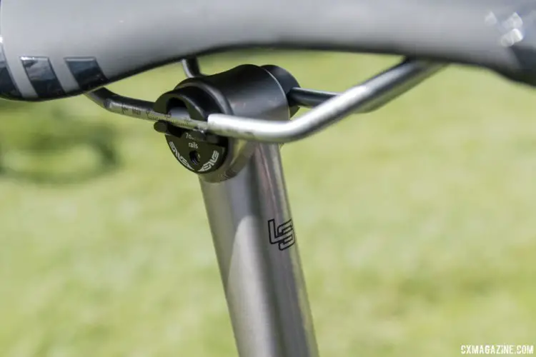 Litespeed's titanium seatpost is an optional upgrade for its bikes. Litespeed Cherohala and Gravel Bikes. 2018 Sea Otter Classic. © Cyclocross Magazine