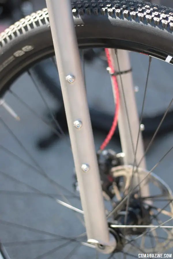 The titanium fork has three mounts for your gear. Merlin Titanium Adventure Bike. 2018 Sea Otter Classic. © Cyclocross Magazine