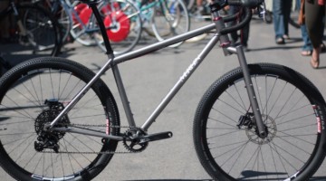 The Merlin Adventure bike comes as a $6,000 complete build with the $750 front fork. Merlin Titanium Adventure Bike. 2018 Sea Otter Classic. © Cyclocross Magazine