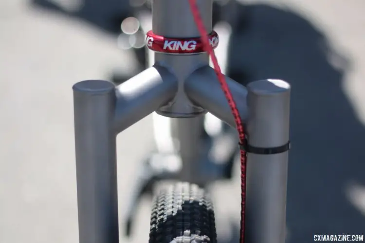 For an extra $750, the Adventure bike can be outfitted with a custom titanium fork. Merlin Titanium Adventure Bike. 2018 Sea Otter Classic. © Cyclocross Magazine