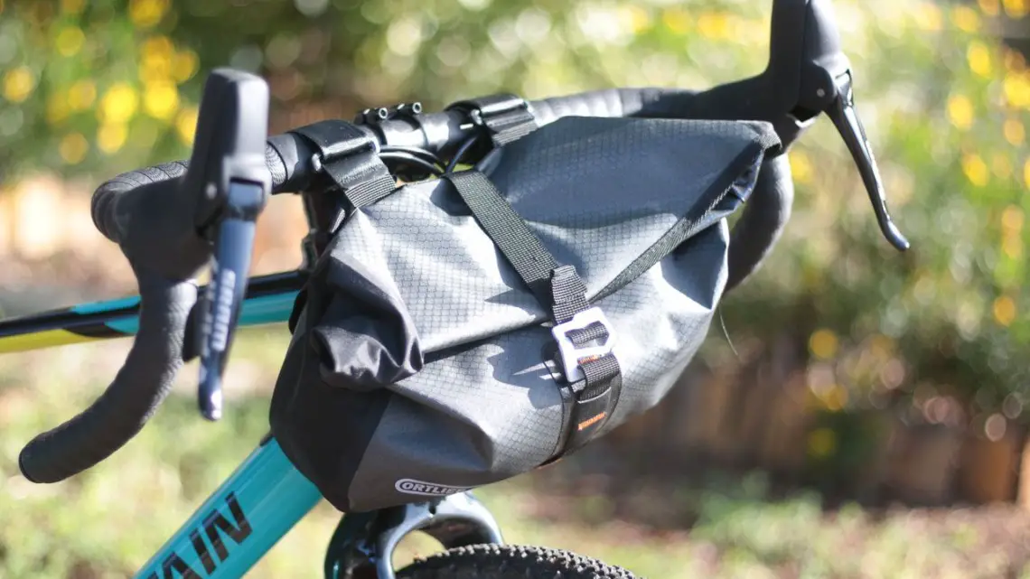 The Accessory Pack mounts to your handlebar and provides 3.5L of carrying capacity. Ortlieb Accessory Pack. © Cyclocross Magazine