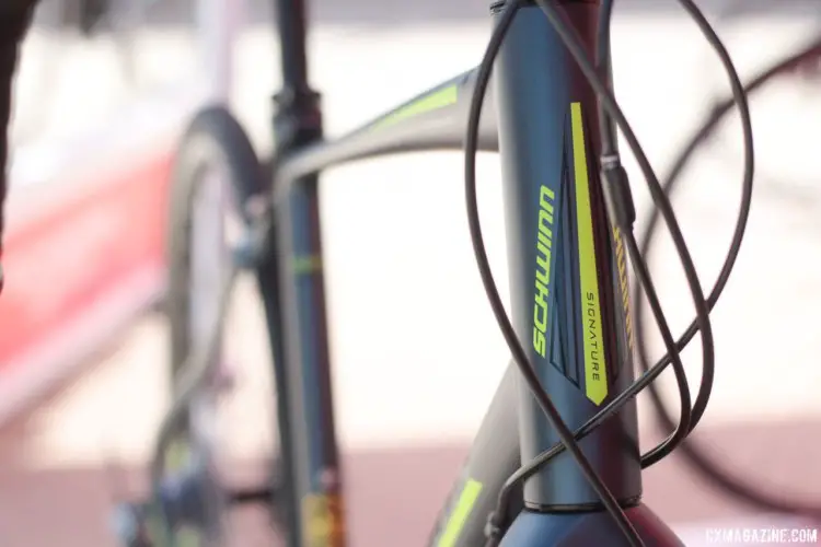 Cables are routed externally on the Vantage RX1, which is part of the company's Signature Series line. Schwinn Vantage RX1 Gravel Bike. 2018 Sea Otter Classic. © Cyclocross Magazine