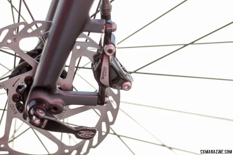 The Vantage RX1 comes with post mount SRAM Rival hydraulic disc brakes. Schwinn Vantage RX1 Gravel Bike. 2018 Sea Otter Classic. © Cyclocross Magazine