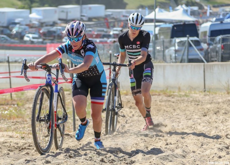 Caroline Mani pushed her way back into contention after early race issues. 2018 Sea Otter Classic Cyclocross Race, Pro Men and Women. © J. Silva / Cyclocross Magazine