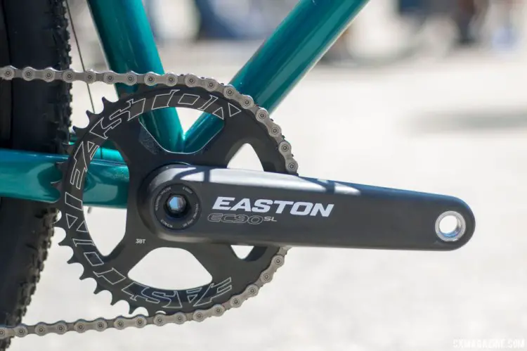 The Crimson Bike display had a 38t Easton ring on the company's EC90 crankset. 2018 Sea Otter Classic cyclocross and gravel new products. © Cyclocross Magazine