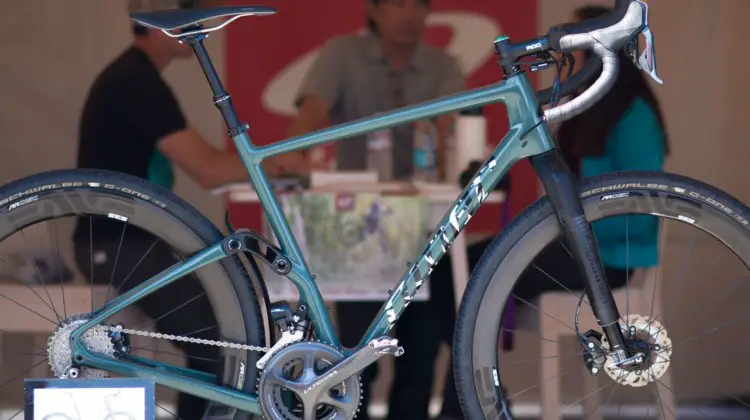 Niner showed off its Magic Capert Ride full suspension gravel bike prototype at Sea Otter. Niner Magic Carpet Ride Full Suspension Gravel Bike Prototype. 2018 Sea Otter Classic. © Cyclocross Magazine