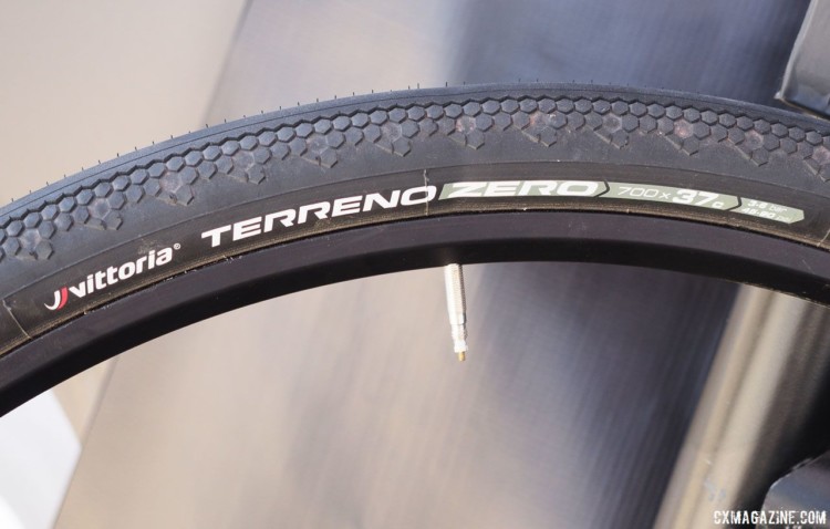 The Zero is the newest addition to Vittoria's Terreno line. Vittoria's new Terreno Zero all-road tire. 2018 Sea Otter Classic. © Cyclocross Magazine 